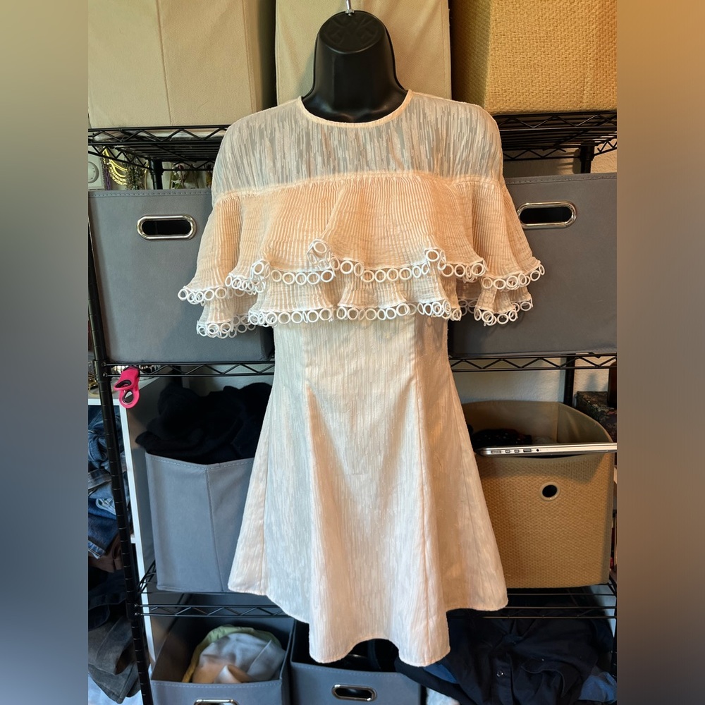 KEEPSAKE the Label Cream One-Shoulder Ruffle Dress